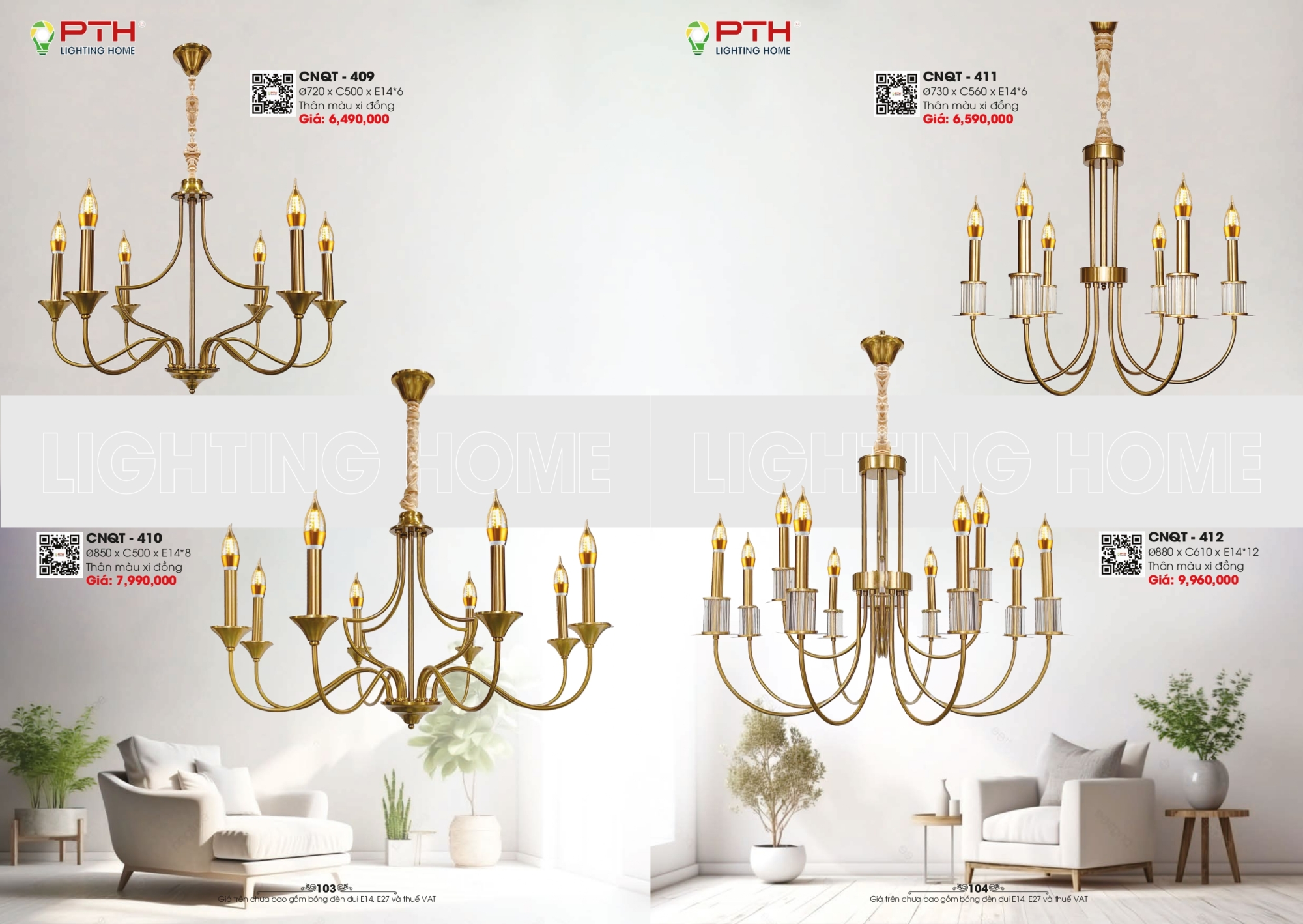 Bảng giá đèn trang trí PTH Lighting Home 2026